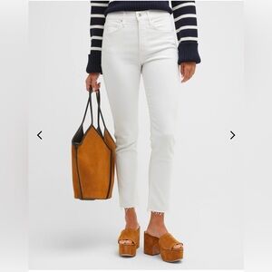 Veronica Beard Carly kick flare raw hem ankle jeans